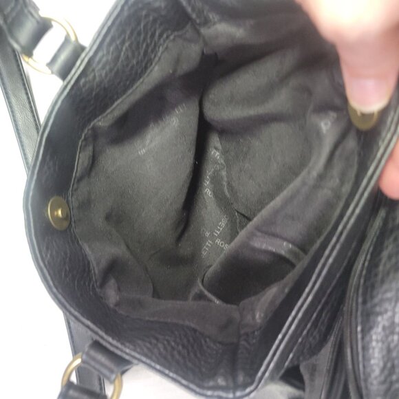 Rosetti Black Textured Shoulder Bag With Gold Accents & Multiple Compartments - Picture 9 of 11